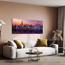 Fochorlo Large Chicago Canvas Modern City Skyline Wall Art Downtown Night Picture Prints Ready To Hang 20"X48" by CozyNest Decor