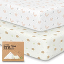KeaBabies 2-Pack Organic Crib Sheets for Boys, Girls - 52x28 Fitted Crib Mattress Sheet Neutral, Breathable Jersey Cotton Cover for Baby Bed, Toddler Mattress, Soft & Cute Prints (Nibbles/Bruce) by TinyTreasures Baby Boutique