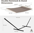 SUNCREAT 55 Inch Extra Large Double Hammock with 12 ft Stand, 475lbs Capacity, Outdoor Portable Hammock with Hardwood Spreader Bar, Extra Large Pillow, Brown by GreenHaven Gardens