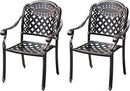Outdoor Dining Chair Cast Aluminum Patio Chairs Set of 2 All-Weather Patio Dining Chair with Adjustable Feet for Backyard Garden (Slanted Grid Square Chair) by GreenHaven Gardens
