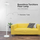 BoostArea Torchiere Floor Lamp, 24W Super Bright LED Standing Lamp, Stepless Dimmable Pole Lamp with 3000K Lighting, Glass Lampshade, 71Inch Tall Metal Modern Floor lamps for Living Room/Bedroom White by CozyNest Decor