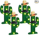 12 Pcs Cinco de Mayo LED Cactus Light with Mini Sombrero Straw Hats and Fake Beard Cinco De Mayo Table Decor Mexican Party Supplies for Table Room Bedroom Party Decoration (4.72 x 2.76 Inch) by GreenHaven Gardens