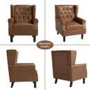 High Back Accent Chairs Set of 2,Upholstered Faux Leather Wingback Armchairs with Solid Wood Legs for Small Spaces,Comfy Single Sofa Chairs for Living Room,Bedroom,Office-Brown by CozyNest Decor