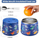 14oz Insulated Vacuum Food Jar with Buckle Lid,Soup Thermo for Hot Food Kids,Wide Mouth Leakproof Stainless Steel Lunch Container with Spoon-Dinosaur by TinyTreasures Baby Boutique