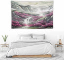 Japanese Tapestry, Red Plum Blossom Mountain Tapestry, Asian Japanese Wall Tapestry, Nature Landscape Tapestries for Bedroom Living Room Decor 90"x60" by CozyNest Decor