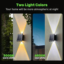 2LED Solar Wall Lights, Up and Down Lighting Solar Outdoor Light Waterproof IP65, 6500K/3000K Solar Fence Light Solar Powered Light for Yard Garden Garage Christmas Decorations (4 Pack) by GreenHaven Gardens
