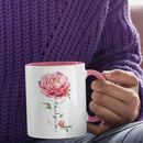 Flower Design Mug With Custom Name, Unique Peony Flower Ceramic Cup, Customized Flower Lover Coffee Mug, Personalized Peony Themed Decorative Cup, Novelty Peony Accent Mug 11oz 15oz by CozyNest Decor