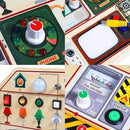 JAUNTY Montessori Wooden Busy Board for Toddlers 3 4 5 Years Old, Wooden Sensory Toddler Toys with LED Light Switches, TV Radio Telegram and Car Driving, Travel Toys Birthday for Boys Girls by TinyTreasures Baby Boutique