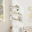 Fun Memories 30 Inch Floating Shelves Set of 3, Farmhouse White Wall Shelves for Kitchen, Living Room, Wall Mounted Bathroom Shelves in Black, 30 x 6.7 x1.4 Inch by CozyNest Decor