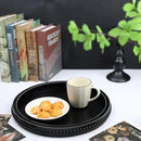 Round Black Wood Serving Tray with Beads, Wooden Decorative Tray for Entertaining, Decoration, and Gifting, by CozyNest Decor