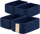 Small Storage Baskets for Organizing | Closet Organizer Bins | Shelf Toy Basket | Woven Rope Baskets | Cube Decorative Box | Shallow Basket | 11.5x7.5x4.7” | 4 Packs Navy Blue by GreenHaven Gardens