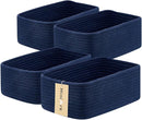 Small Storage Baskets for Organizing | Closet Organizer Bins | Shelf Toy Basket | Woven Rope Baskets | Cube Decorative Box | Shallow Basket | 11.5x7.5x4.7” | 4 Packs Navy Blue by TinyTreasures Baby Boutique