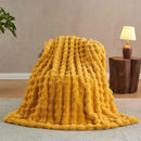 Lotus Karen Faux Fur Throw Blanket Ginger Yellow - Big Bubble Rabbit Fluff Blanket for Couch Bed Sofa,Softest Fluffy Fuzzy Cozy Blanket,Thick Furry Plush Shaggy Warm Blankets for Women,50x60 Inches