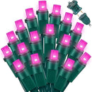 Pink Wide Angle LED String Lights, 64.8 Ft 300 Count, Pack of 3 Strands 21.9 Ft 100 Lights UL Certified Commercial Grade Green Wire 5mm Holiday String Light by CozyNest Decor