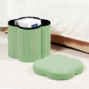B FSOBEIIALEO Storage Ottoman Cube, Flowers Shaped Ottomans with Storage Foot Stool Footrest for Lving Room, Boucle Ottoman Seat for Dorm Room,Faux Teddy Fur, Green 12.6"x12.6"x12.6" by CozyNest Decor