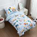 NTBED 4 Pieces Construction Toddler Bedding Set for Baby Boys, Truck Vehicles Excavator Cars Printed, Includes Comforter, Flat Sheet, Fitted Sheet and Pillowcase,Light Blue by TinyTreasures Baby Boutique