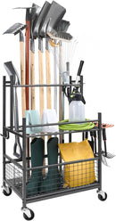 VEVOR Garden Tool Organizer, 16 Slots with Hooks, Yard Tool Tower Rack with Wheels for Garage Organization and Storage, Hold Long-Handled Tool/Rake/Broom, Metal Tool Stand Holder for Shed, Outdoor by GreenHaven Gardens
