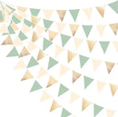 Sage Green Beige Champagne Gold Party Decorations Metallic Fabric Triangle Pennant Banner Bunting Flag Garland for Baby Shower Birthday Wedding Engagement Bridal Shower Graduation Decoration Supplies by GreenHaven Gardens
