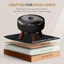 13in Small Foot Stool Ottoman, Round Faux Leather Foot Rest, Footstool Ottomans with Rubber Legs Under Desk, Footrest for Couch, Living Room, Bedroom, Office, 13''L x 13''W x 10.2''H, Black by CozyNest Decor