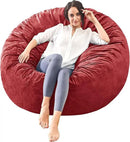 Bean Bag Chairs for Adults - Memory Foam Furniture BeanBag Chair - Kids/Teens Sofa with Soft Micro Fiber Cover - Round Fluffy Couch for Living Room Bedroom College Dorm - 4 ft, Red by CozyNest Decor