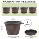 Large-Planter-Indoor-Outdoor Plant Pots, 16 inch 4 Pack Plastic Flower Pots with Saucer And Drainage Holes, Modern Garden Planters For Planting Medium Large Plants， Decorative Resin Garden Pots by CozyNest Decor