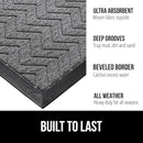 GORILLA GRIP 100% Waterproof All-Season WeatherMax Doormat 35x23, US Designed Natural Rubber, Stain and Fade Resistant, Low Profile Indoor Outdoor Door Mats, Easy Clean Patio Mat, Steel Chevron by CozyNest Decor