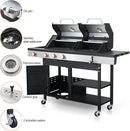 3-Burner Propane Gas BBQ Grill with Side Burner and Charcoal Grill Combo, 37,230 BTU, Enameled Cast Iron Grates, Stainless Steel Outdoor Grill for Patio and Backyard by GreenHaven Gardens