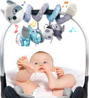 Jollybaby Baby Car Seat Stroller Toys, Plush Activity Hanging Spiral Activity Pram Crib with Music Box, Rattles, Squeaker for Babies Infant Boys Girls(Grey Fox) by TinyTreasures Baby Boutique