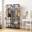 IBUYKE Coat Rack with Shelves, Freestanding Hall Tree with 3 Shelves and 8 Hooks, Industrial Clothes Stand for Entryway, Hallway, Bedroom, Black UTMJ088B by CozyNest Decor