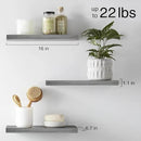 BAYKA Floating Shelves for Wall, Wall Mounted Rustic Wood Shelves for Bathroom, Bedroom, Living Room, Kitchen,Small Hanging Shelf for Books/Storage/Room Decor (Grey, Set of 3, 15.7in) by CozyNest Decor