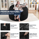 3FT Bean Bag Chair, Comfy Bean Bag Chairs with Memory Foam Filled, Fluffy Beanbag Sofa with Dutch Velvet Cover, Round BeanBag Chairs for Living Room, Playroom - Black by TinyTreasures Baby Boutique