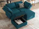 Bellfin Modular Sectional Sleeper Sofa Convertible Sofas with Storage Ottomans Small Sectional Couches for Living Room. Peacock Blue Couch by CozyNest Decor