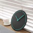 Stephanie Imports Modern Minimalist Dark Concrete Gray Silent Wall Clock (Teal) by CozyNest Decor