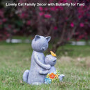 Solar Garden Statues Loving Cat Figurine Lights for Outside, Yard Decorations Outdoor, Garden Christmas Decor Unique Birthday Housewarming Gifts for Mom, Women by GreenHaven Gardens