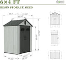 Domi 6x4FT Outdoor Resin Storage Shed with Transparent Windows & Louvered Vents, Plastic Tool Shed with Double Lockable Doors & Gable Roof, Outside Garden Shed for Backyard, Patio, Lawn, Grey by GreenHaven Gardens