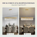 Modern Crystal Chandelier for Dining Room,Gold Luxury Crystal Chandelier,8 Lights Rectangular Rectangle Light Fixture for Living Room Kitchen Island L40''xW10''xH10'' by CozyNest Decor