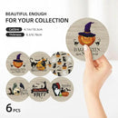 Halloween Coaster for Drinks Set of 6 with Metal Holder and Cork Base Ceramic Drink Coasters Absorbent Cup Mat Non-Slip for Home Kitchen Office Table Decor, 4 Inch by CozyNest Decor