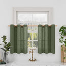 LAMIT Short Linen Curtains 36 Inch Length 2 Panels, Light Filtering Window Curtains Farmhouse Soft Bronze Grommet Panels for Bathroom/Small Windows/Cafe, Olive Green, 34 x 36 Inch by CozyNest Decor