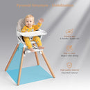 Baby High Chair, Highchair for Baby & Toddler, Easy Clean Infant Highchair, 6 in 1 Feeding High Chair with Removable Double Tray and Waterproof PU Cushion, Wooden Legs, Champagne by TinyTreasures Baby Boutique