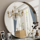 32 Inch Silver Round Bathroom Mirror - Wall Mounted Circle Mirror with Metal Frame, Modern Mirror Suitable for Bathroom, Vanity, Entryway, Living Room, Wall Decor by CozyNest Decor