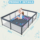 TOREVSIOR Foldable Baby Playpen with Mat, 50"×71" F oldable P laypen for Babies and Toddlers, Indoor & Outdoor Kids Safety Play Pen, Portable Play Yard, Foldable Baby Playpen with 50 Ocean Balls by TinyTreasures Baby Boutique