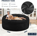 6FT Bean Bag Chair, Large Bean Bag Chairs with Memory Foam Filled, Fluffy Beanbag Sofa with Dutch Velvet Cover, Round BeanBag Chairs for Living Room, Playroom - Black by TinyTreasures Baby Boutique