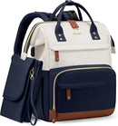 LOVEVOOK Diaper Bag Backpack, Baby Bag with Changing Station, Large Diaper Backpack for Mom Dads, Waterproof Leather Mommy Bag for Boy and Girl, Travel Essential Baby Shower, Navy Blue-Beige by TinyTreasures Baby Boutique