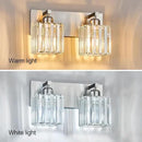 Modern Vanity Light 2-Lights Brushed Nickel Vanity Light Crystal Bathroom Wall Light Bathroom Light Fixtures by CozyNest Decor