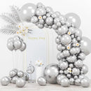130pcs Metallic Silver Balloons Different Sizes 18" 12" 10" 5" Chrome Silver Balloon Garland Arch Kit for Graduation Birthday Baby Shower Wedding Anniversary New Year Party Decorations by CozyNest Decor