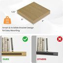 Square Floating Shelves for Wall, 8" W x 8" D x 1.2" H, Small Wooden Wall Mounted Display Shelves with Invisible Brackets for Living Room, Bedroom, Bathroom, Kitchen Decor, Set of 4, Oak by CozyNest Decor