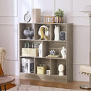 LEYAOYAO 8 Cube Bookshelf with Base,3 Tier Mid-Century Modern Grey Bookcase,Standing Wide Bookshelves Storage Organizer Shelf,Rustic Wood Display Cabinet Book Shelves for Bedroom,Living Room,Office by CozyNest Decor