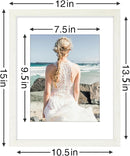 Vittanly 11x14 Picture Frames Set of 9, Shatter Resistant Plexiglass, Display 8x10 Pictures with Mat or 11x14 without Mat, Photo Frames for Wall or Tabletop, Engineered Wood, Whitemist by CozyNest Decor
