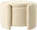 Furniliving Upholstered Button Tufted Round Ottoman, Ottoman with Storage, Teddy Footrest Stool, Removable Lid Convenient Footstools, Bedroom Ottomans with Storage for Vanity, Living Room, Beige by CozyNest Decor