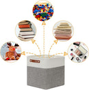 DULLEMELO [Set of 4 Storage Cubes Baskets for Organizing, 12 x 12 x 12 inch Cube Storage Organizer Bins with Leather Handles, Foldable Fabric Cloth Bins for Cube Storage(4 Pack - 12" White&Grey) by TinyTreasures Baby Boutique